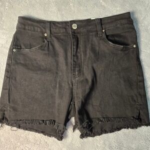 Zenana Black Denim Shorts Womens Medium Frayed Raw Hem High Rise DMP-1843Y NWT